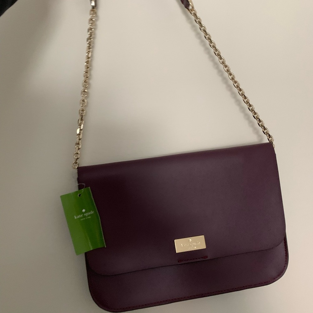 Kate Spade Plum Shoulder Bag with Gold Chain